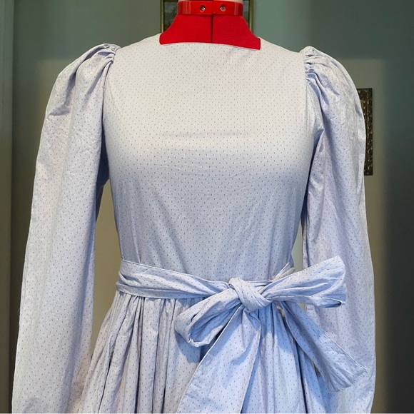 VTG Laura Ashley 70s/80s Lavender Dotted Long Sleeve Prairie Midi Dress - Picture 7 of 10